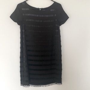 NEW French Connection black beaded cocktail dress. Short sleeves. Size 6